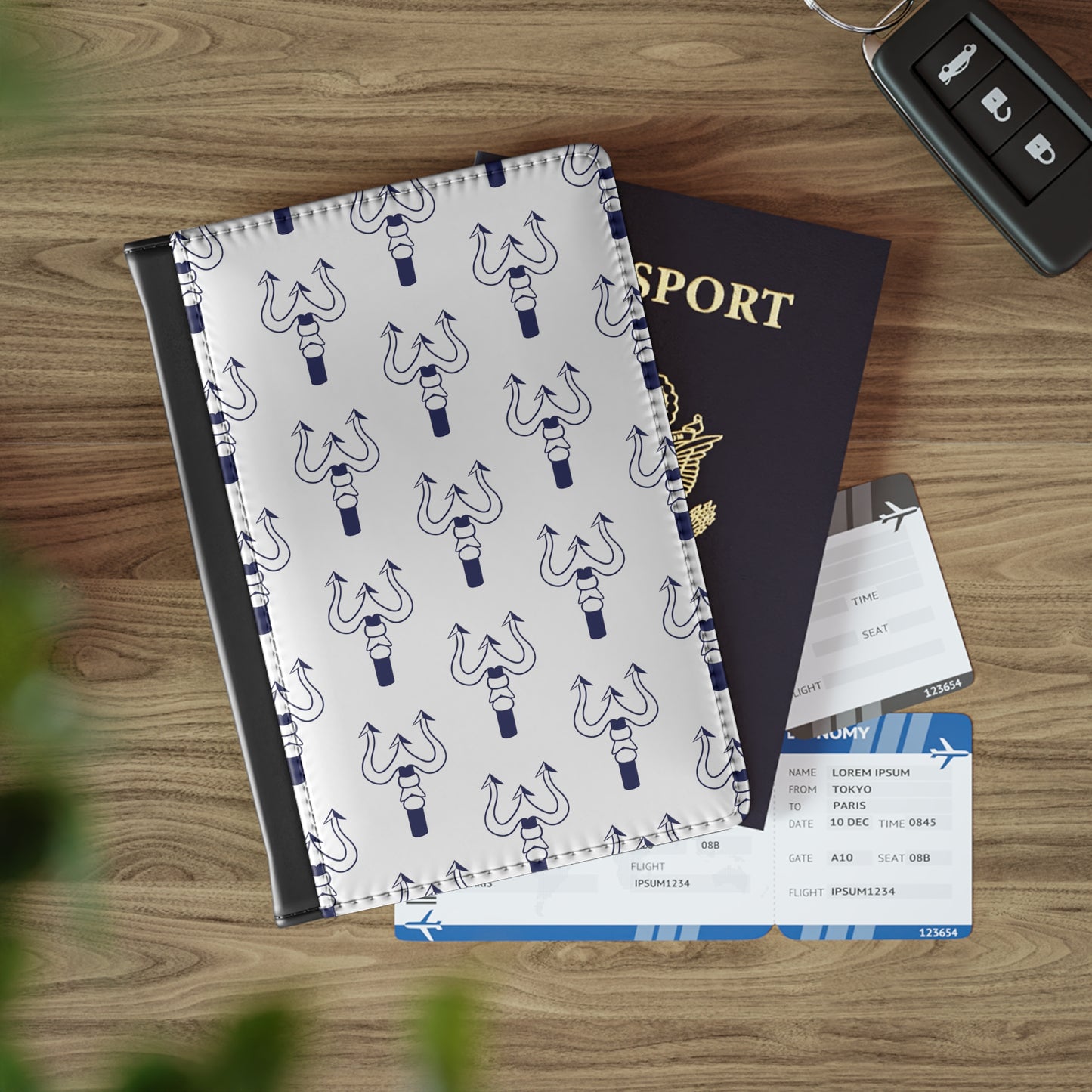 Merchant Marine Credential/Passport Cover - Trident - White