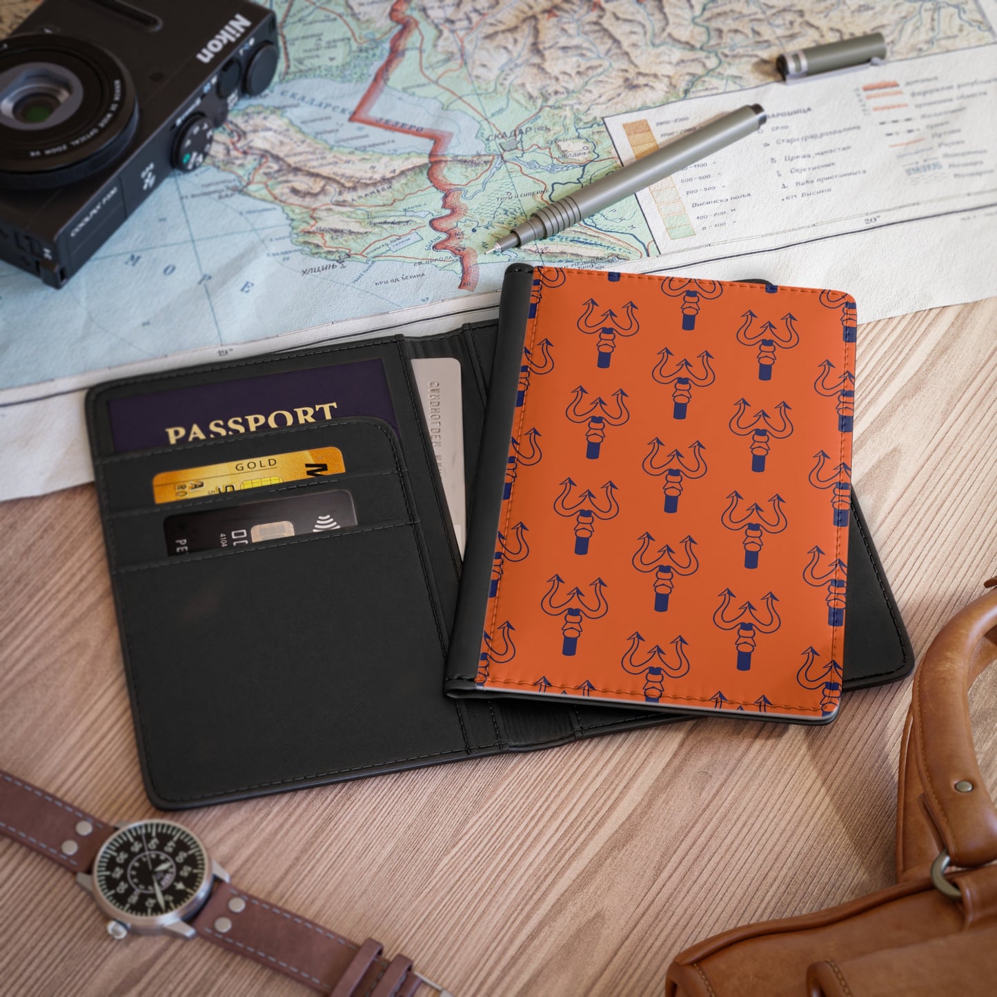 Merchant Marine Credential/Passport Cover - Trident - Orange