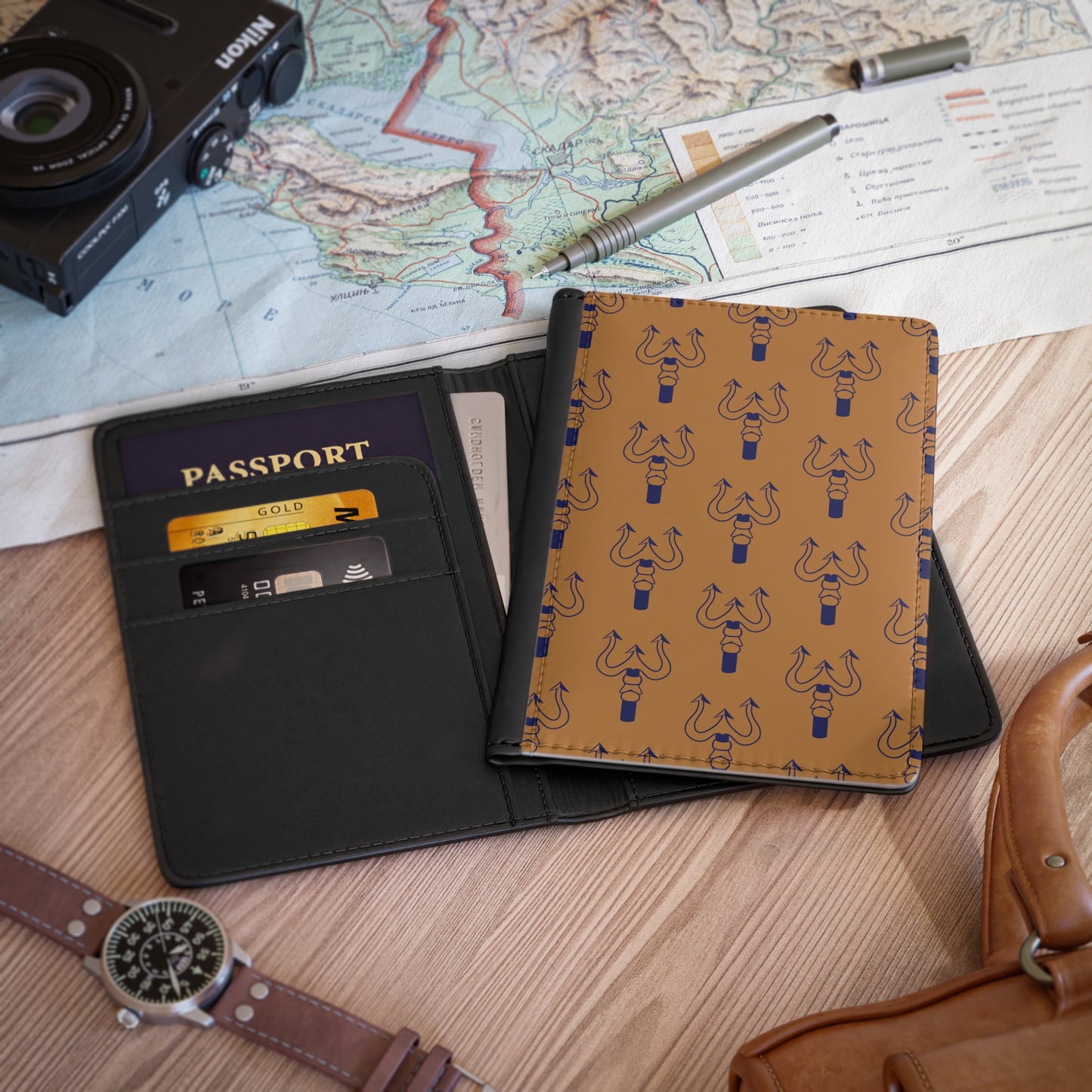 Merchant Marine Credential/Passport Cover - Trident - Brown