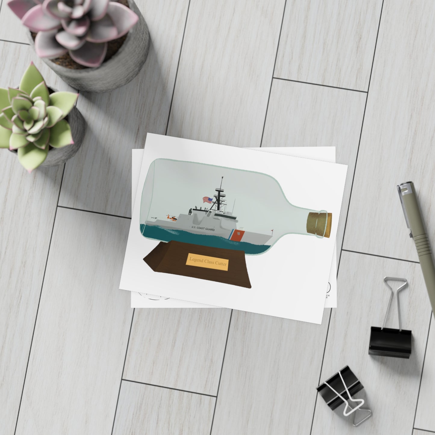 Legend Class Coast Guard Cutter In a Bottle Postcard Bundle