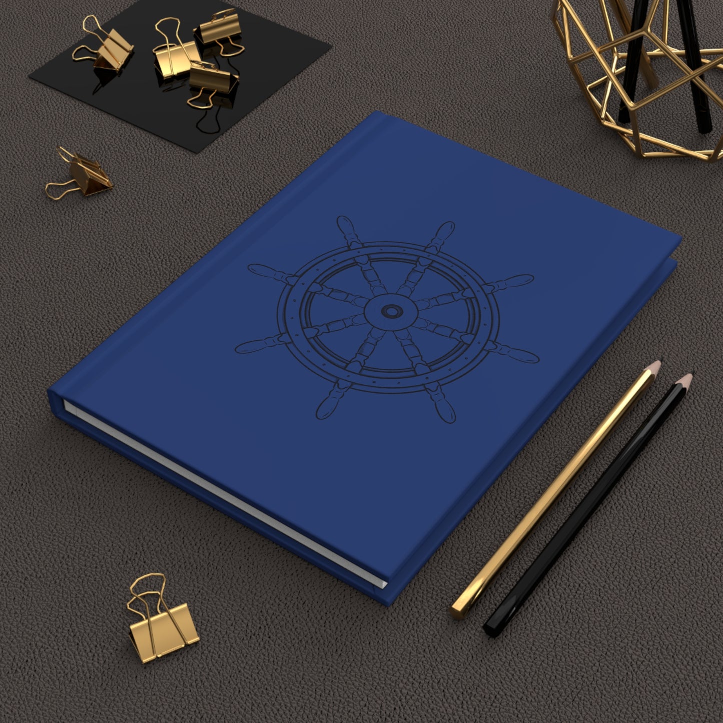 Ship's Helm Hardcover Journal - Blue