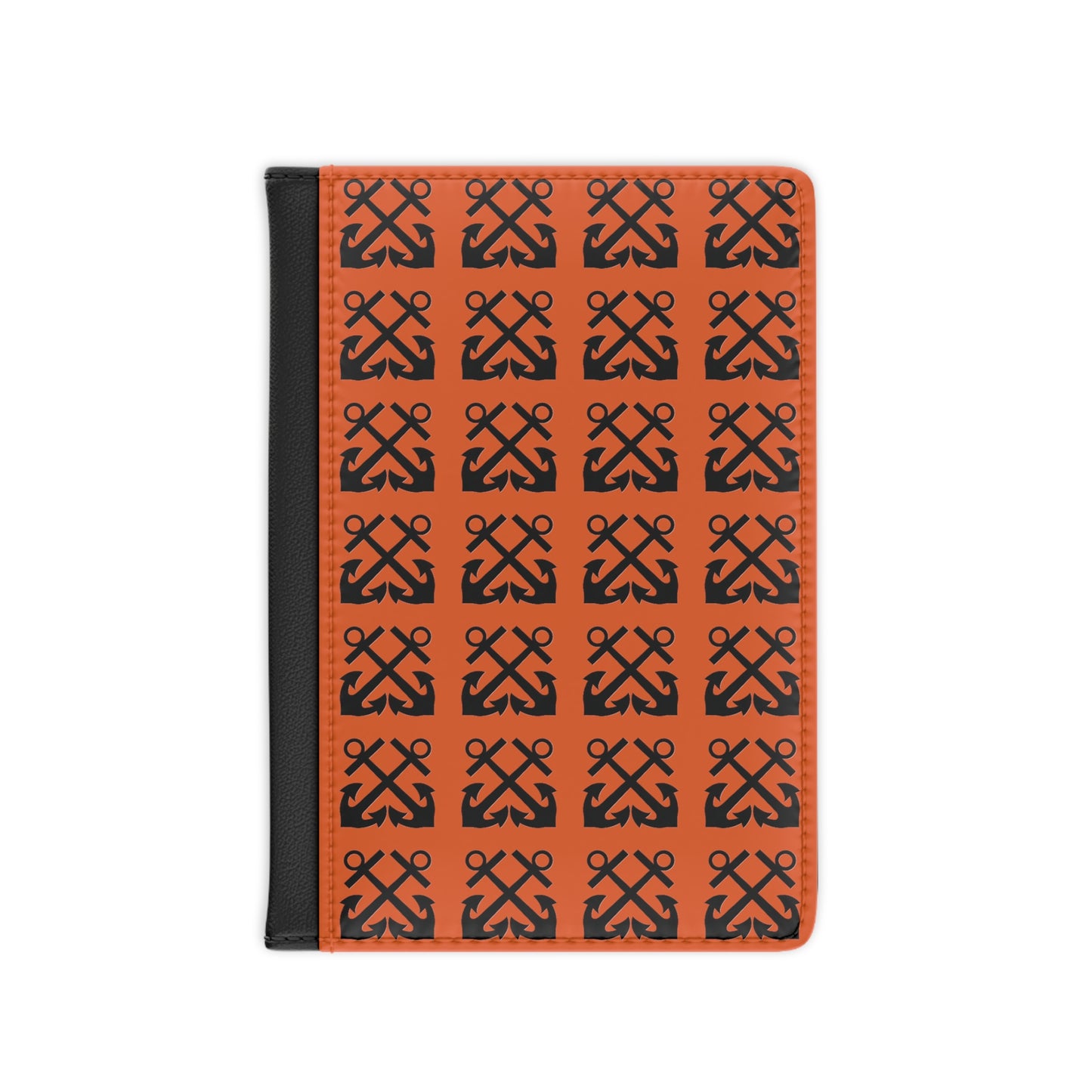 Merchant Marine Credential/Passport Cover - Crossed Anchors - Boatswain's Mate - Orange