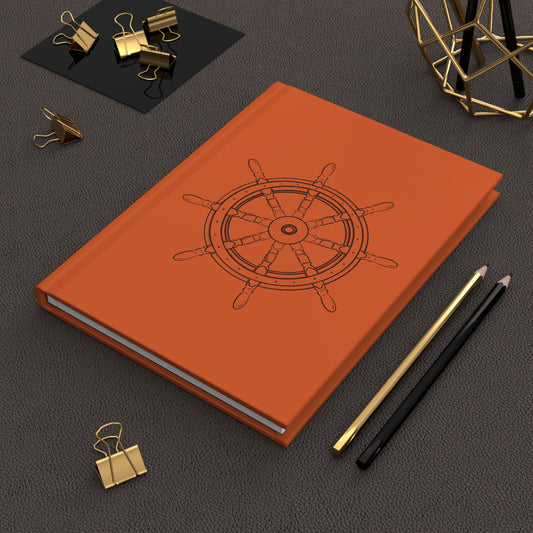 Ship's Helm Hardcover Journal - Orange