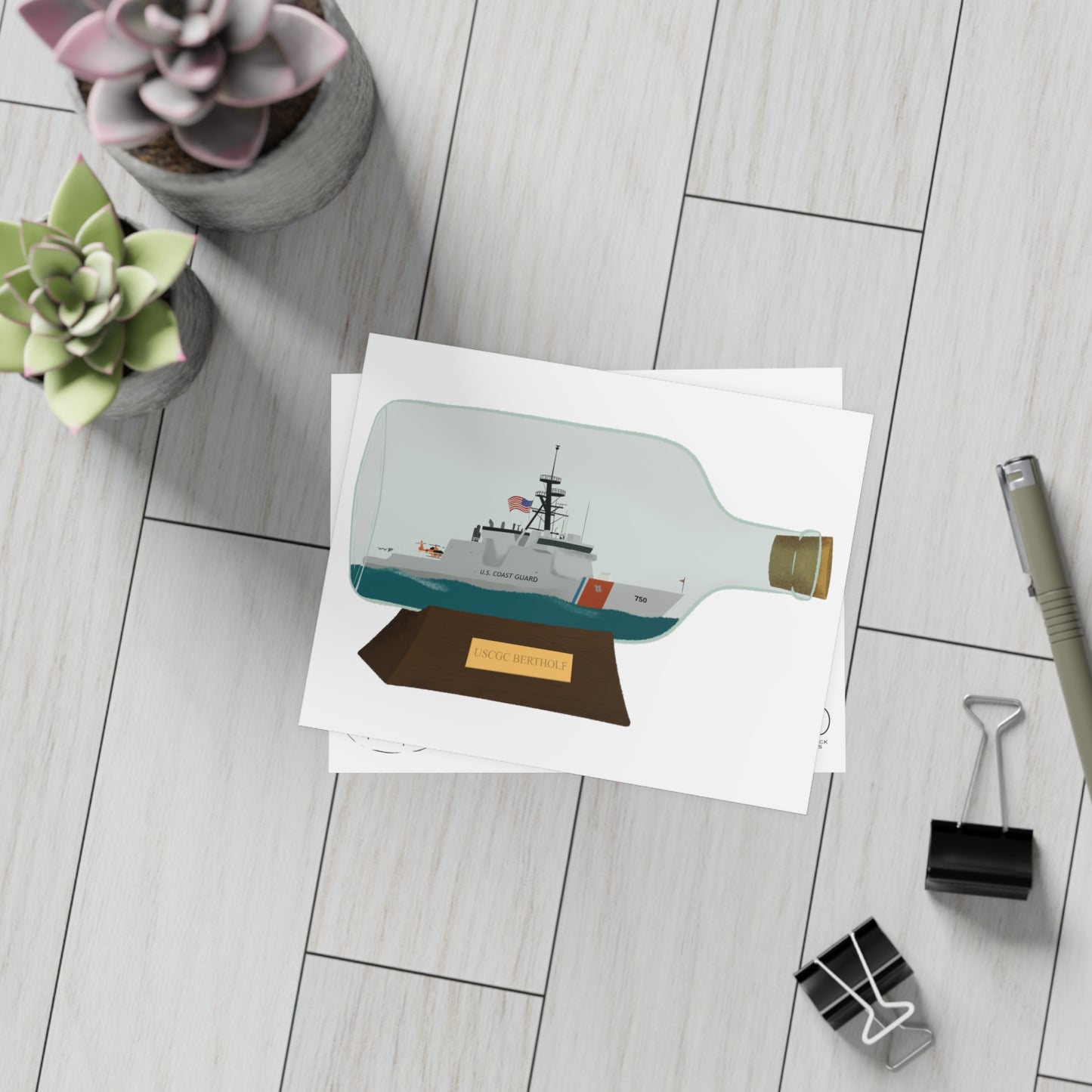 USCGC BERTHOLF In a Bottle Postcard Bundle