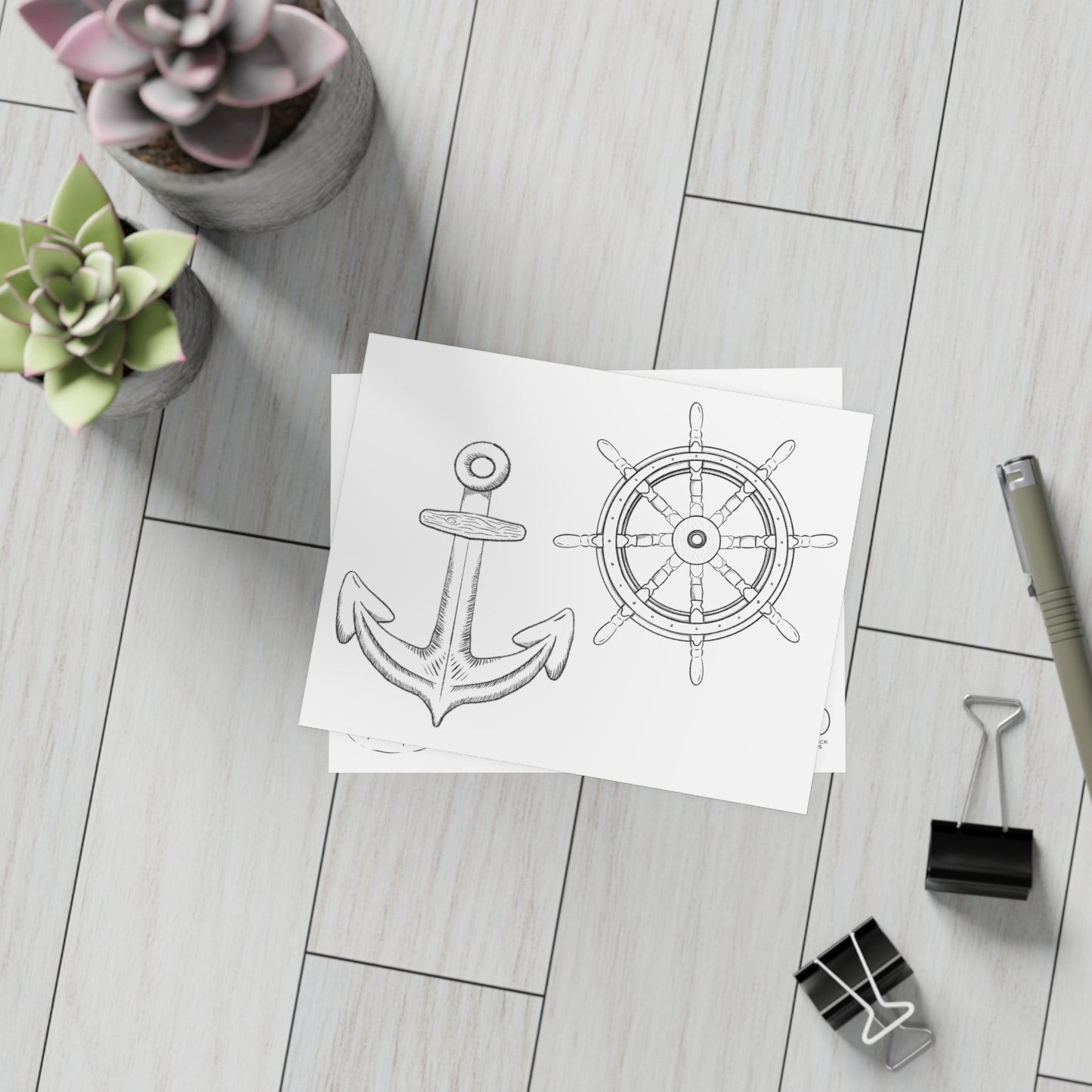 Nautical Line Art Postcard Bundle