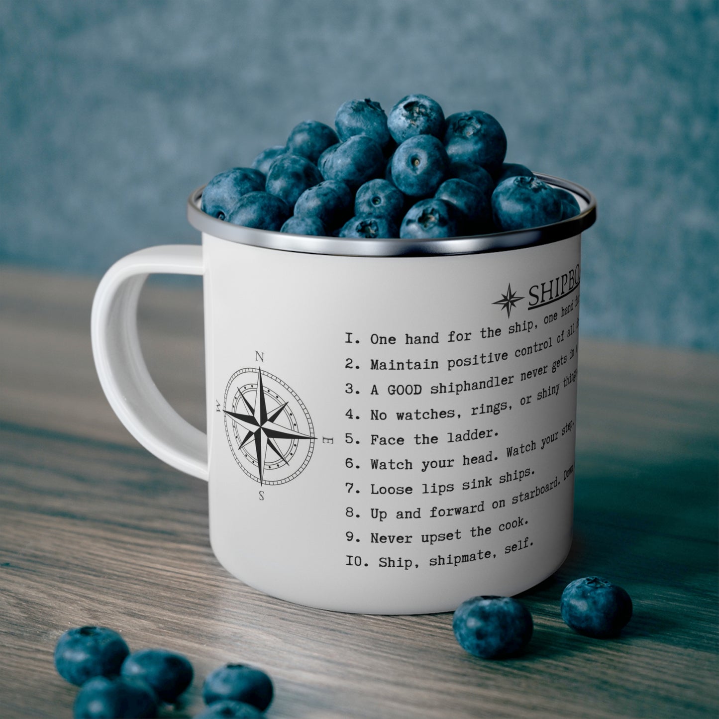 Shipboard Rules Enamel Steel Mug