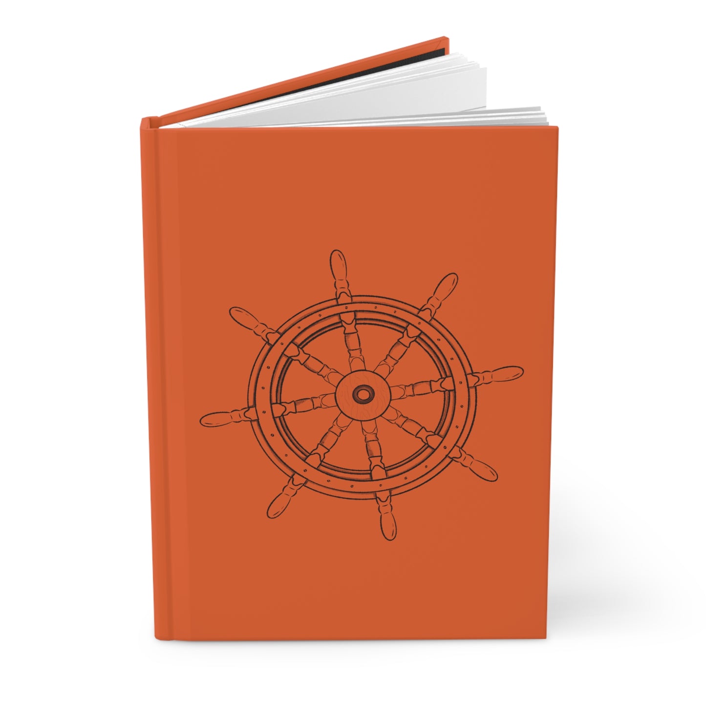 Ship's Helm Hardcover Journal - Orange